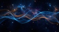 Abstract cosmic waves flowing through starry space with glowing energy streams and nebula colors for digital art and futuristic design projects.