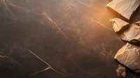 Broken dark chocolate pieces on brown marble background with dramatic lighting and copy space, luxury confectionery concept for food photography and design.