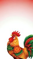 Colorful rooster with ornate patterns and decorative elements on gradient background for Chinese New Year celebrations and festive designs.