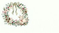 Watercolor festive wreath with eucalyptus, berries, and ribbon bow on white background, isolated for holiday greeting cards and seasonal design projects.