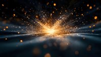 Magical light explosion with glowing particles and bokeh effects on dark background, creating dramatic atmosphere for festive or spiritual designs.