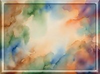 Watercolor abstract background with soft blending of warm and cool tones, featuring orange, blue, green, and purple hues. Suitable for design projects and creative backgrounds.