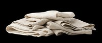 Stacked folded linen napkins in natural beige tone, isolated on transparent background, ready for print on demand, stickers, T-shirt design, and clipart use.