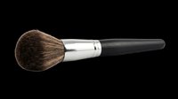 Makeup powder brush with soft bristles and black handle, isolated on transparent background, ready for beauty clipart, stickers, t-shirt design, and print on demand use.