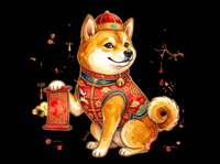 Shiba Inu dog wearing red traditional Chinese outfit with lantern, isolated on transparent background, ready for t-shirt design, stickers, clipart and print-on-demand products.