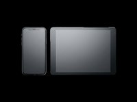 Smartphone and tablet devices isolated on transparent background, ready for digital design, t-shirt graphics, clipart, stickers, and print-on-demand projects.