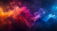 Vibrant colorful smoke waves flowing from orange to blue through pink and purple creating dynamic abstract background for creative design projects.