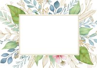 Watercolor botanical frame with green leaves, dried branches, and delicate florals surrounding white central space for text or design. Isolated on transparent background, ready for invitations, cards, posters, and digital design projects.
