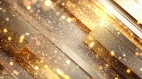 Luxurious diagonal golden lines with glowing sparkles and bokeh effect on brown background create elegant festive atmosphere for holiday designs.