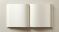 Open blank notebook with empty white pages on neutral beige background for writing, journaling, planning and creative projects.