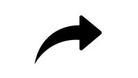 Black curved arrow pointing right on white background isolated for web design, presentations and user interface elements.