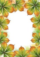 Autumn chestnut leaves frame white space in watercolor style, isolated on transparent background for design projects, invitations, and seasonal graphics.