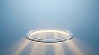 Empty glass petri dish on blue background, isolated laboratory glassware for scientific research, medical testing, and educational purposes.
