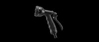 Black garden hose spray nozzle with adjustable trigger grip, isolated on transparent background. Ready for clipart, print-on-demand, sublimation, t-shirt design, and sticker applications.