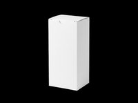 Tall white rectangular cardboard box isolated on transparent background, ready for packaging design, product mockups, e-commerce graphics, and print-on-demand applications.