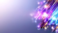 Diagonal light streaks with glowing particles in purple, pink and blue colors against gray background create dynamic motion effect for technology designs.