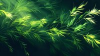 Vibrant green abstract fractal resembling delicate fern leaves or underwater plants against dark background, creating ethereal natural pattern.