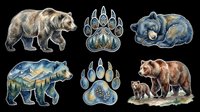 Grizzly bear walking side view, wildlife animal illustration isolated on transparent background, ready for t-shirt design, clipart, stickers, print-on-demand products and sublimation projects.