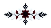 Elegant floral ornament with burgundy flower and decorative leaves on transparent background for design projects and crafting applications.