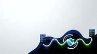 Digital wave pattern with flowing curves in blue and green colors on gradient background for modern technology and data visualization projects.