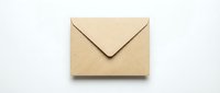 Kraft paper envelope on white background, isolated mail concept for correspondence, invitation, letter delivery, and communication design projects.