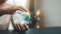 Professional woman hands protecting glowing digital sphere with resilience capacity text and network connections representing business adaptability and growth mindset.