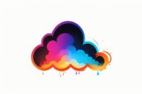 Colorful cloud shape with vibrant gradient from purple to orange and blue, featuring dripping paint effect. Perfect for modern tech branding, cloud computing, or creative design projects.