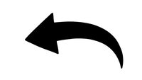 Black curved arrow pointing left on white background isolated for graphic design and presentation use.