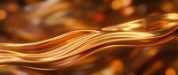 Flowing golden waves with warm amber light creating smooth liquid metal texture with elegant curves and luminous highlights for luxury design backgrounds.