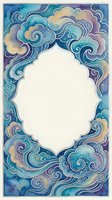 Watercolor frame with swirling clouds in blue, purple, and gold tones, featuring a blank center for text or design use.