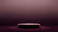 Elegant round podium with soft lighting on deep burgundy gradient background, suitable for product display and cosmetics showcase.