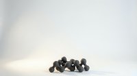 Black olives scattered on white background isolated for culinary design and Mediterranean food concepts.