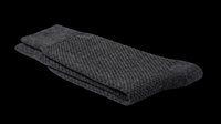 Pair of dark gray knit socks with textured weave pattern, isolated on transparent background. Ready for e-commerce, product mockups, fashion catalogs, t-shirt designs, sublimation printing, and print-on-demand applications.