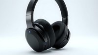Black wireless over-ear headphones isolated on white background, ready for design use on product mockups, websites, and marketing materials.
