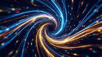 Dynamic swirling energy vortex with glowing blue and orange light trails creating spiral motion effect on dark background for digital art projects.