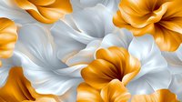 Elegant floral pattern with orange and white petals creating depth and movement, seamless repeat design for fabric, wallpaper and surface decoration projects.