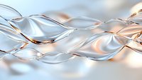 Elegant flowing metallic silver and rose gold waves create dynamic abstract pattern with smooth glossy surface and light reflections for luxury background design.