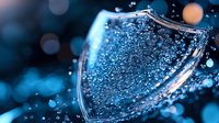 Sparkling wine glass with bubbles and water drops in dramatic blue lighting creates luxurious atmosphere for celebration and special occasions.