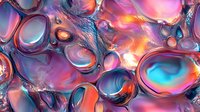Abstract liquid bubbles with iridescent colors creating fluid art pattern. Vibrant pink purple blue gradient spheres for modern digital backgrounds.