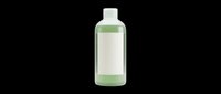 Green liquid bottle with blank white label, isolated on transparent background. Ready for t-shirt design, stickers, clipart, print on demand, and sublimation projects.