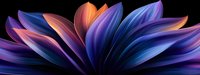 Abstract flower petals in vibrant purple blue and orange gradient colors creating dynamic flowing organic shapes for modern digital art and design projects.