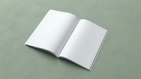 Open blank magazine or brochure mockup on a soft green textured surface, ready for custom design, branding, or editorial presentation.