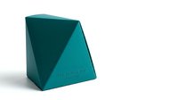Modern teal geometric triangular prism shape isolated on white background for contemporary design projects and minimalist branding applications.