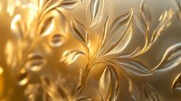 Elegant golden floral pattern with delicate leaves and swirls in soft focus creates dreamy atmosphere with warm sunlight glow and ethereal botanical design.