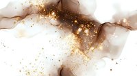 Elegant brown and gold alcohol ink art with sparkling gold dust particles creating a luxurious abstract marble effect.