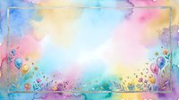 Watercolor spring background with pastel colors and floral elements in corners. Soft gradient texture perfect for greeting cards, invitations and design projects.