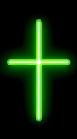 Glowing green neon cross on black background with bright luminous effect. Religious symbol with modern lighting design for church or spiritual concepts.