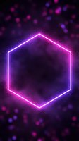 Glowing neon hexagon frame with magenta and purple light effects on dark background, suitable for modern design, tech graphics, and digital art projects.