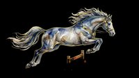 Watercolor jumping horse with flowing mane leaping over a hurdle, isolated on transparent background. Great for t-shirt design, stickers, clipart, and print on demand.