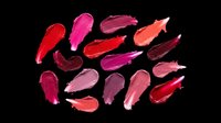 Colorful lipstick smear swatches in red, pink, berry, and coral shades, isolated on transparent background, ready for beauty clipart, stickers, and print on demand.